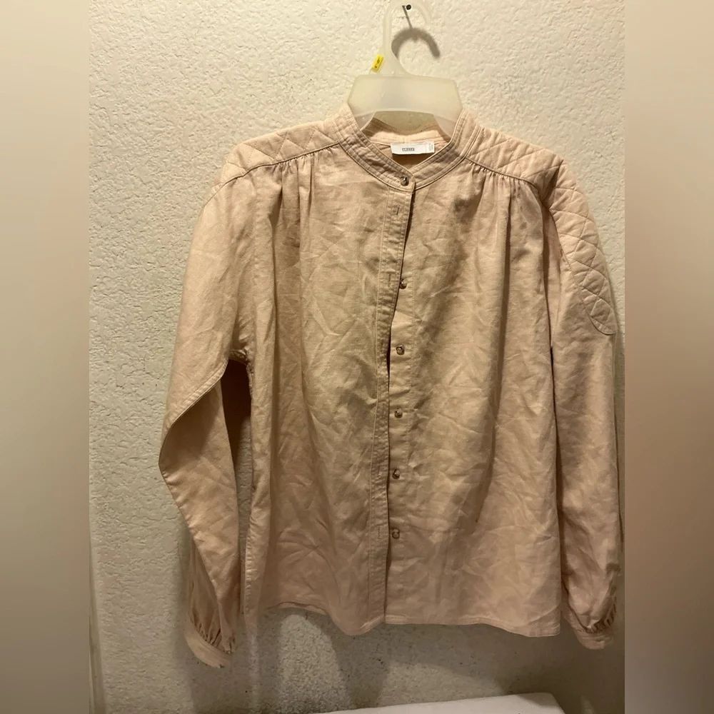 Closed Beige Button-Up Shirt cotton linen blend